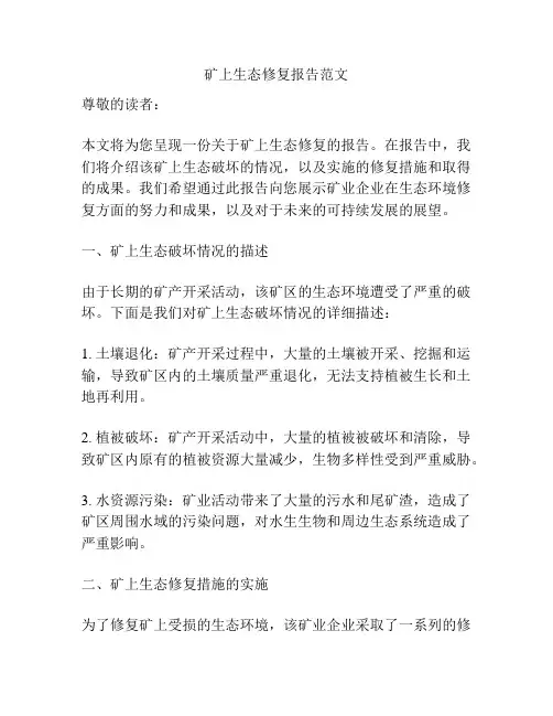 矿上生态修复报告范文