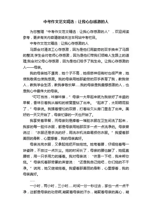 中考作文范文精选：让我心存感激的人
