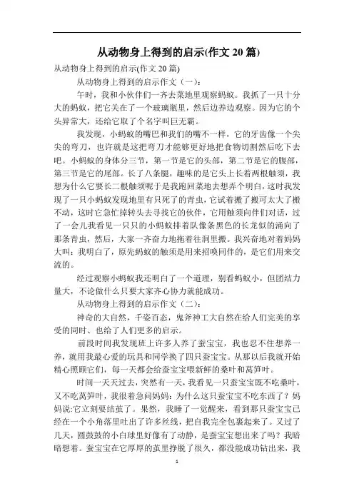 从动物身上得到的启示(作文20篇)