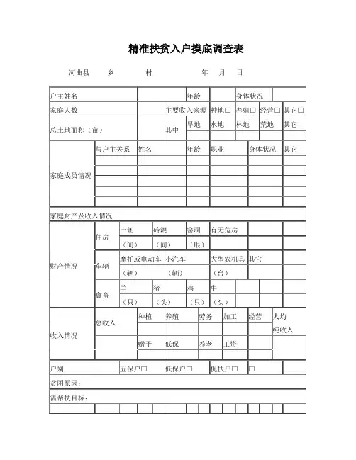 精准扶贫入户摸底调查表