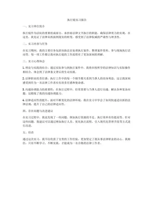 执行庭实习报告