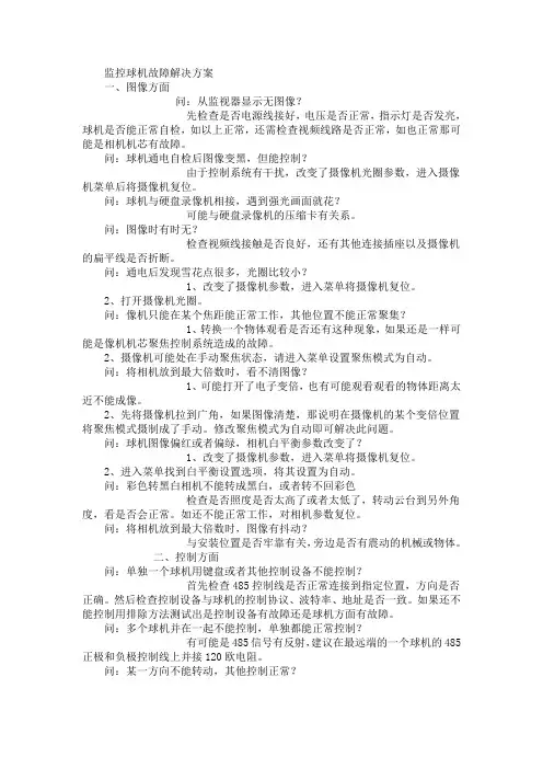 监控球机故障解决方案