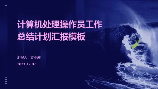 计算机处理操作员工作总结计划汇报模板