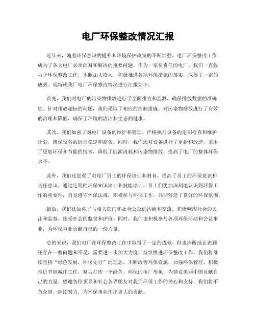 电厂环保整改情况汇报