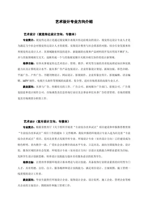 艺术设计专业方向介绍