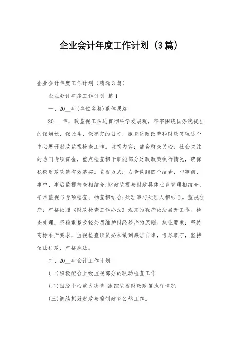 企业会计年度工作计划(3篇)
