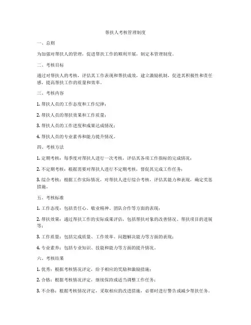 帮扶人考核管理制度