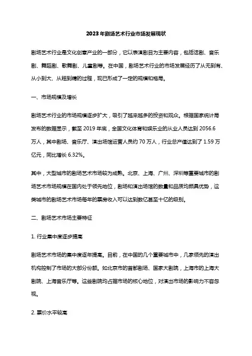 2023年剧场艺术行业市场发展现状