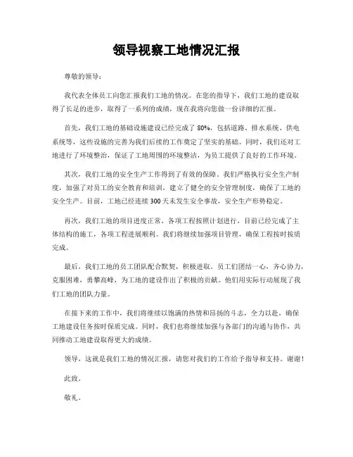 领导视察工地情况汇报