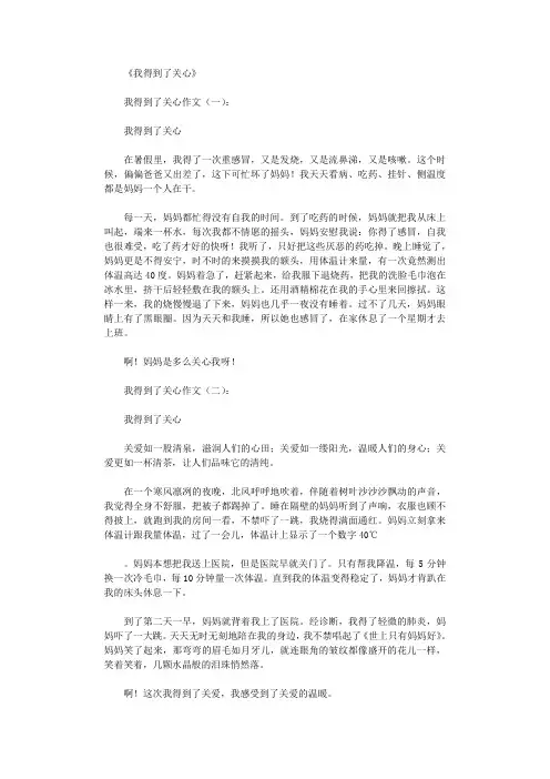 我得到了关心(作文12篇)
