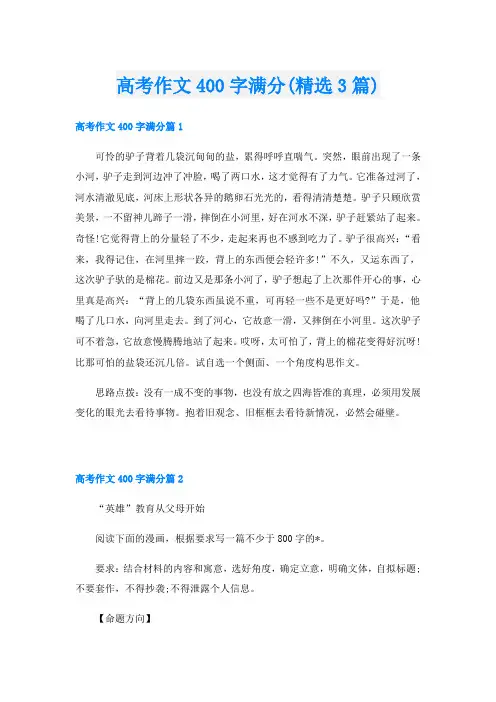 高考作文400字满分(精选3篇)