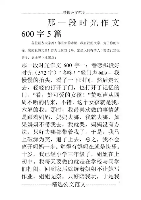 那一段时光作文600字5篇