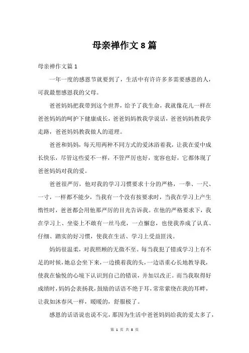 母亲禅作文8篇