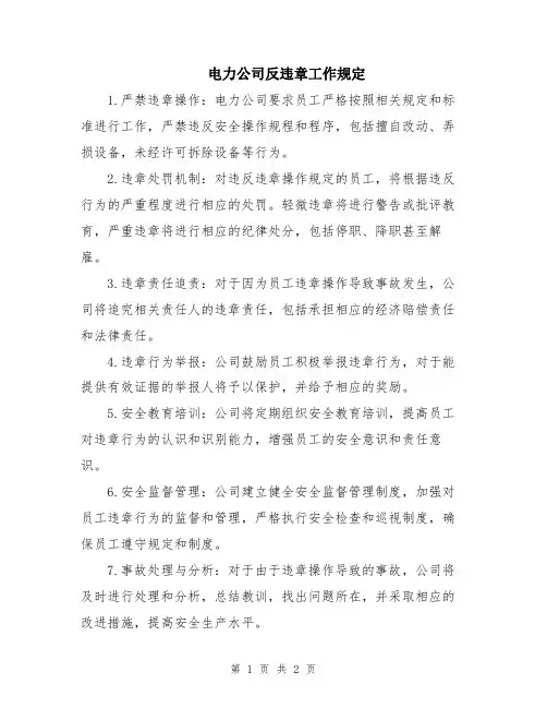 电力公司反违章工作规定