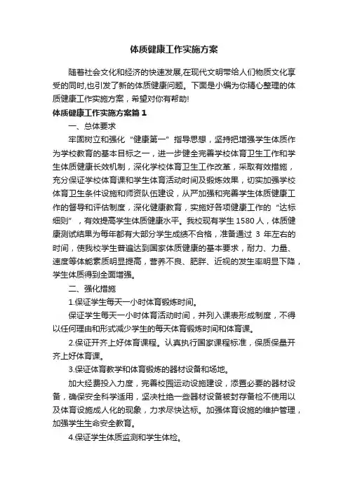 体质健康工作实施方案