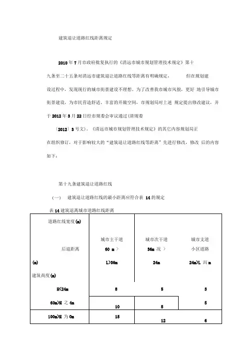 道路退让红线规定