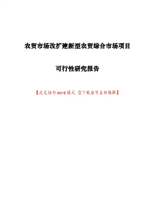 农贸市场改扩建新型农贸综合市场项目可行性研究报告