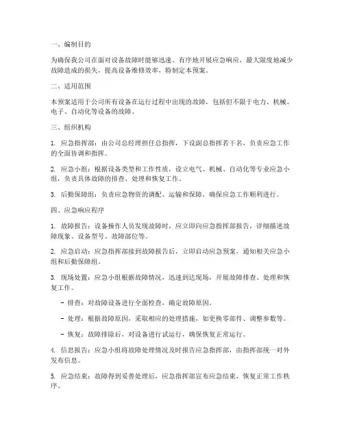 设备故障_应急预案