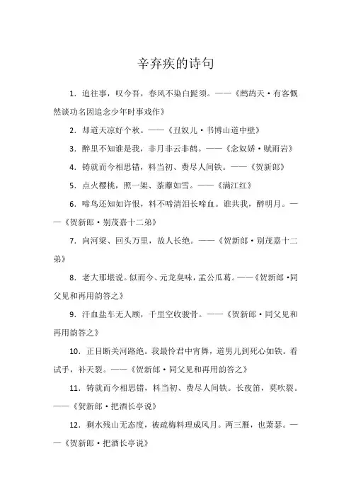 辛弃疾的诗句