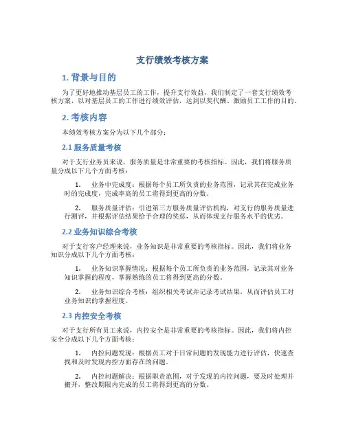 支行绩效考核方案方案
