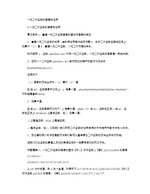 2021年一元二次函数的图像和性质