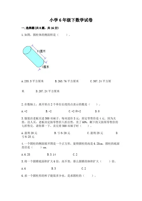 小学6年级下数学试卷含完整答案(易错题)