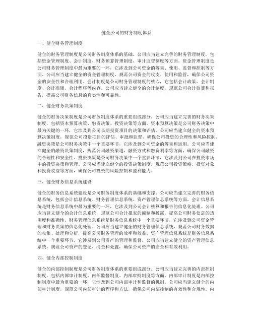 健全公司的财务制度体系