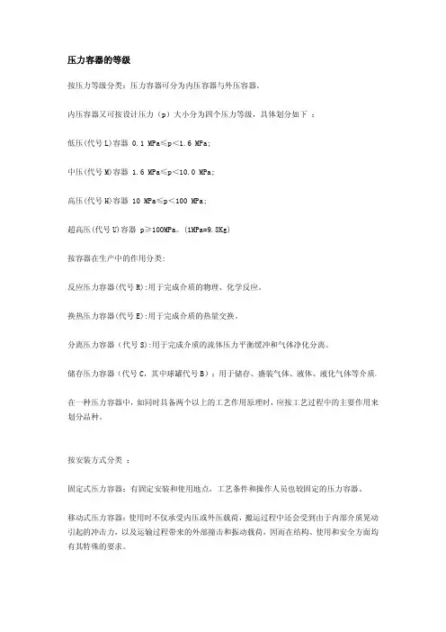 压力容器划分依据