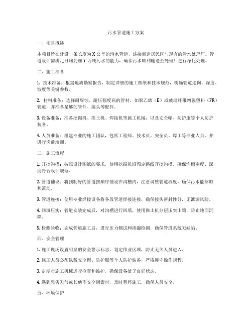 污水管道施工方案