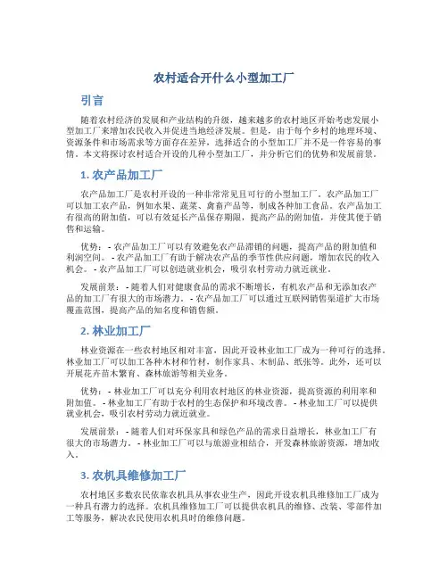 农村适合开什么小型加工厂