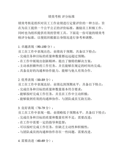 绩效考核 评分标准