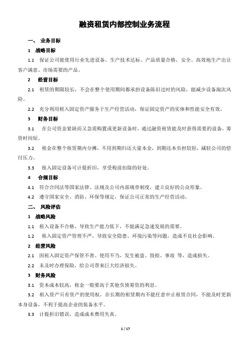 融资租赁内部控制业务流程(DOC)