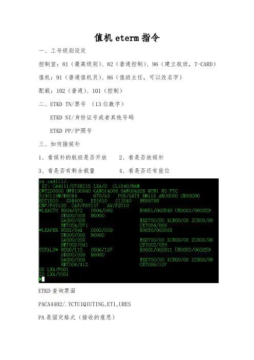 值机eterm指令介绍