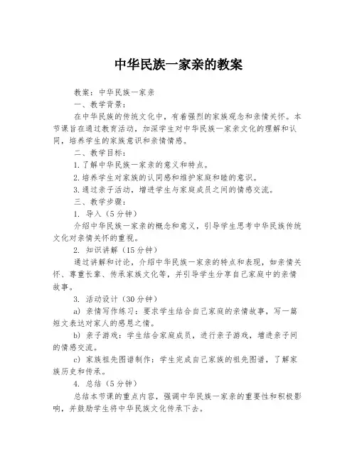中华民族一家亲的教案