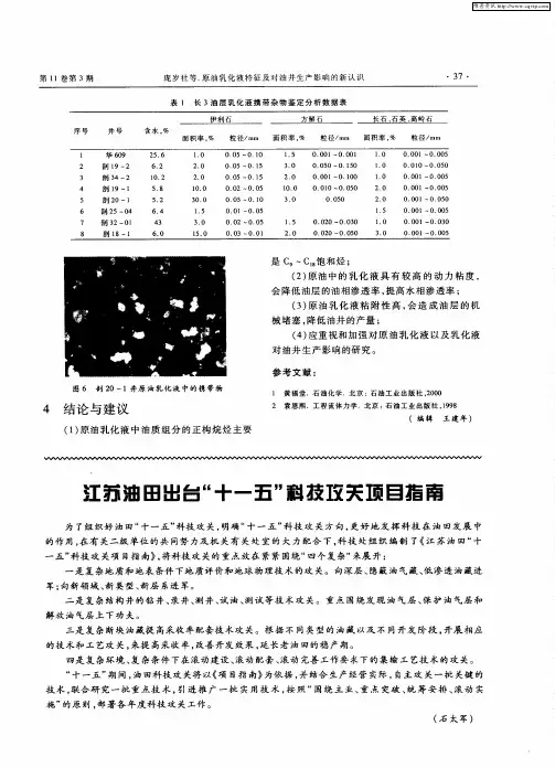 江苏油田出台“十一五”科技攻关项目指南