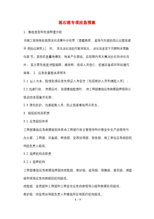 泥石流专项应急预案