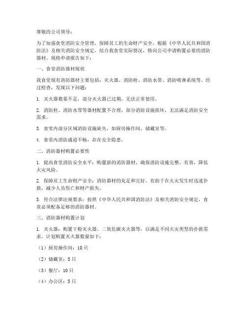 食堂消防器材申请报告
