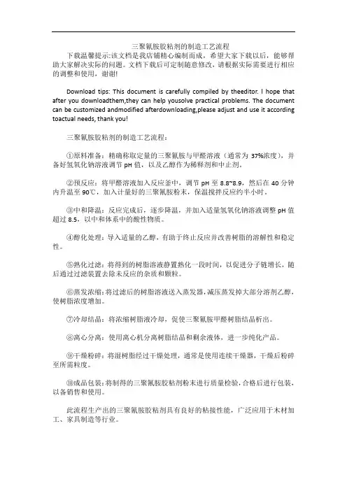 三聚氰胺胶粘剂的制造工艺流程