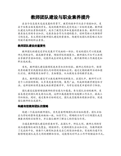 教师团队建设与职业素养提升