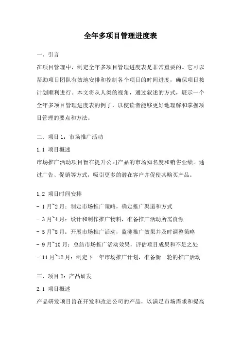 全年多项目管理进度表