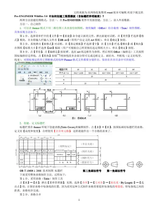 [整理版]ProENGINEERWildfire5.0中如何创建工程图模板(含标题栏和明细表)