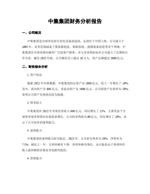 中集集团财务分析报告