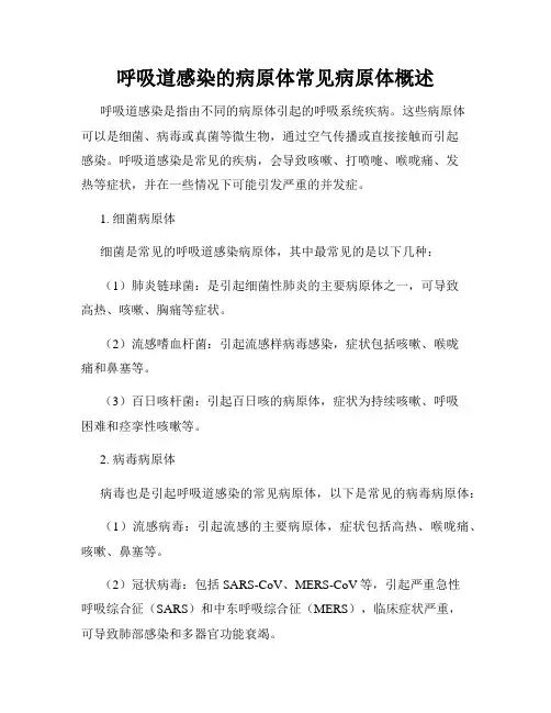 呼吸道感染的病原体常见病原体概述