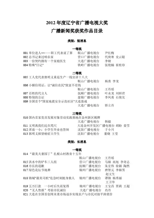 2012年度辽宁省广播电视大奖