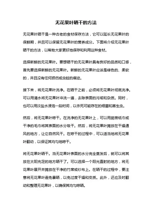 无花果叶晒干的方法