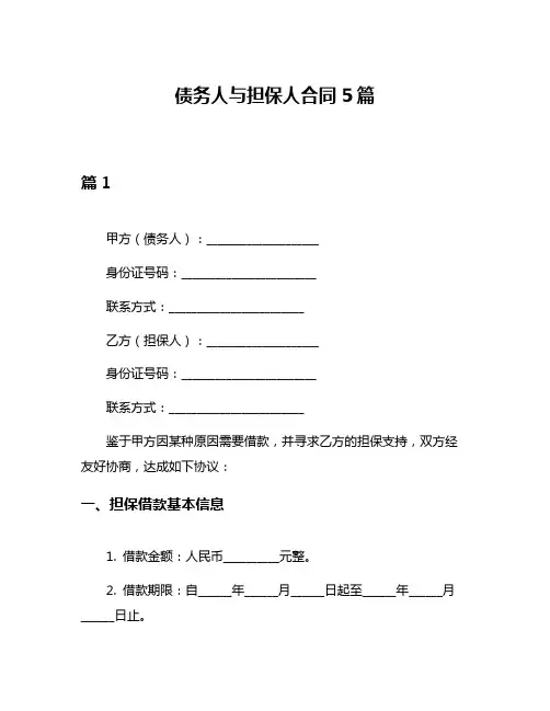 债务人与担保人合同5篇