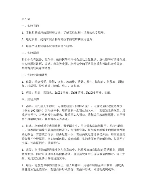 大型粗盐提纯实验报告(3篇)