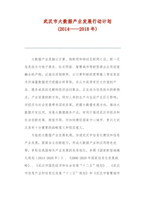 武汉市大数据产业发展行动计划