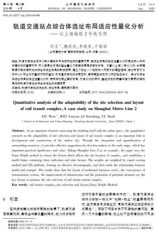 轨道交通站点综合体选址布局适应性量化分析——以上海地铁2号线为例