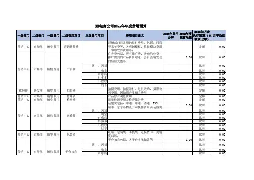 电商公司年度费用预算表